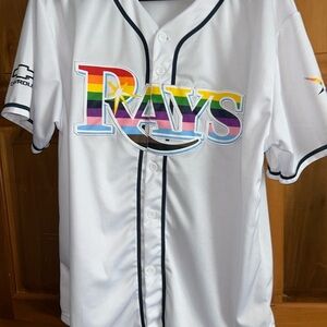 Rays White Jersey pride day rainbow